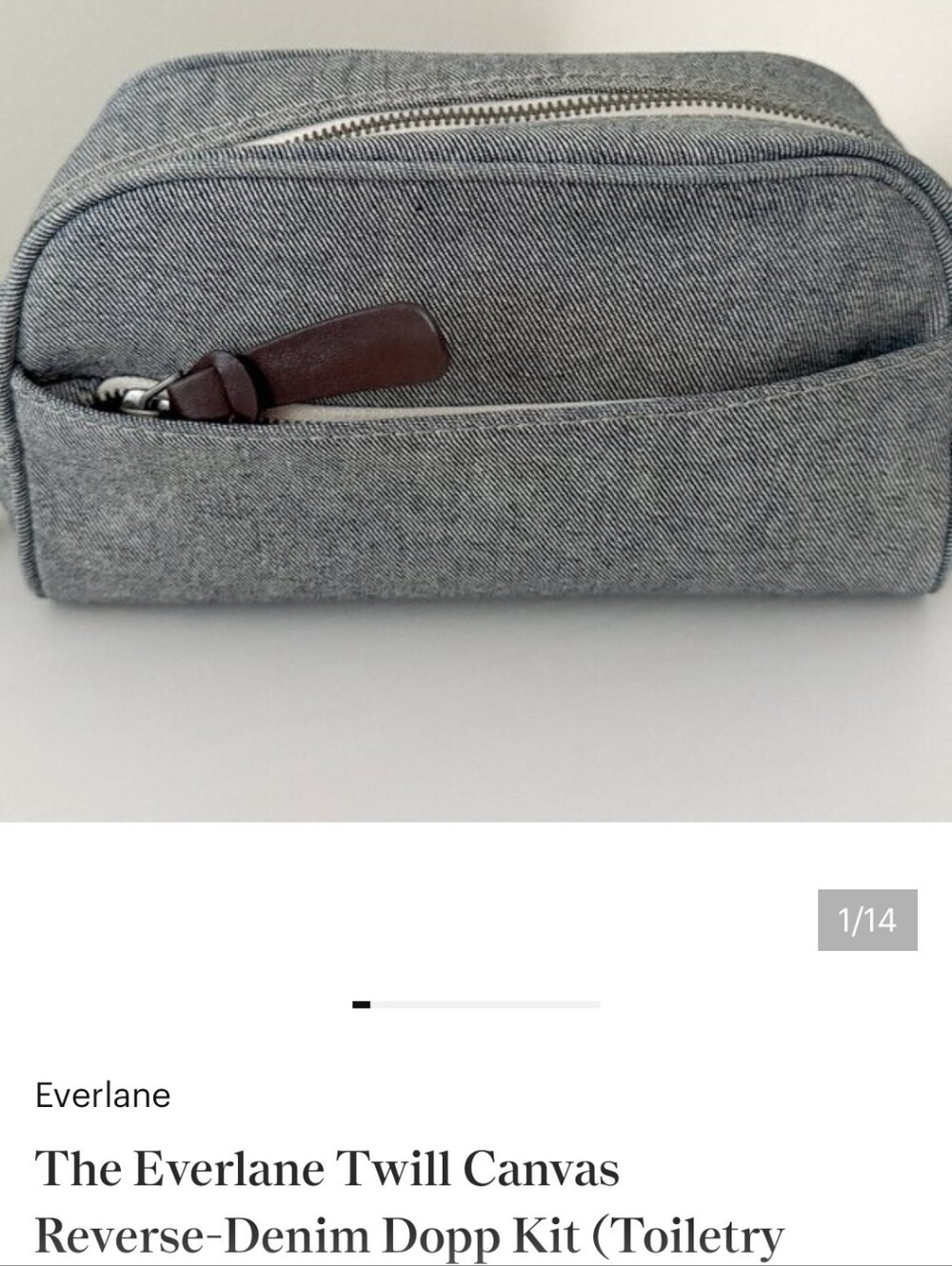 EVERLANE Dopp Twill Denim Toiletry/Cosmetic Bag